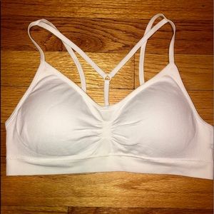 White strappy padded bra